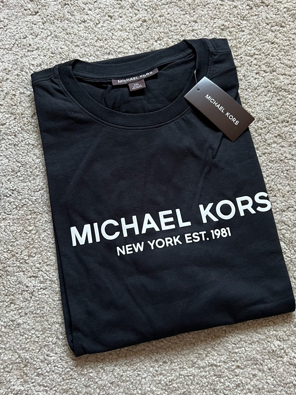 Michael Kors Black Tee with White Logo Print